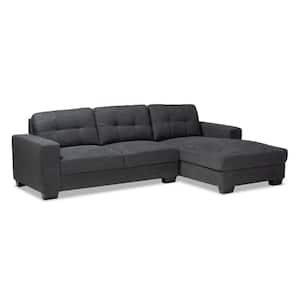 Langley 2-Piece Dark Gray Fabric 3-Seater L-Shaped Right-Facing Chaise Sectional Sofa