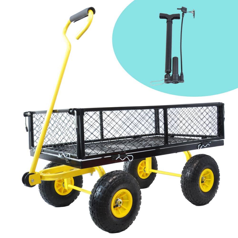 Black and Yellow 3.6 cu. ft. Steel Garden Cart with Removable Sides and 180-Degree Rotating Handle price history on PriceWatchPro