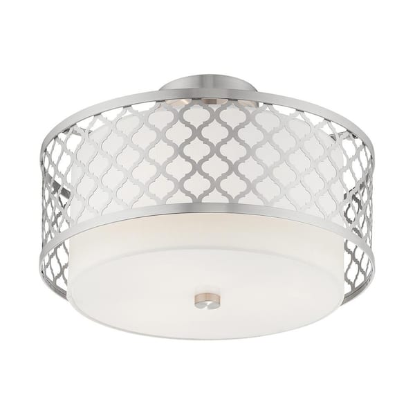 Livex Lighting Arabesque 15.25 in. 3-Light Brushed Nickel Semi