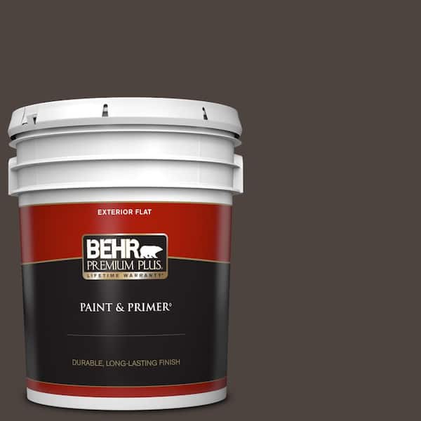BEHR PREMIUM PLUS 5 gal. #PPU5-01 Espresso Beans Flat Exterior Paint & Primer