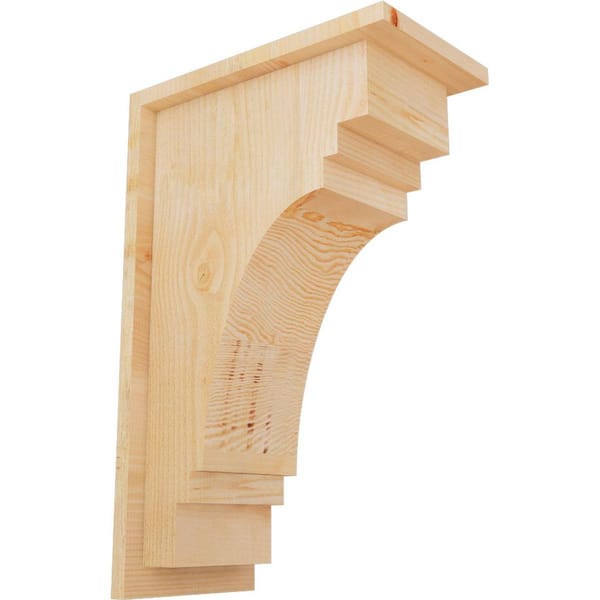 Ekena Millwork 8 in. x 14 in. x 22 in. Douglas Fir Pescadero Rough Sawn Corbel with Backplate