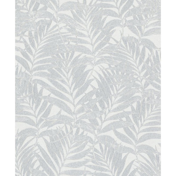 Unbranded Hotel Collection Silver Botanical Palm Leaf Glitter Finish Non-Pasted Non-Woven Wallpaper Roll