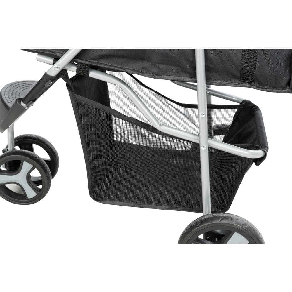 Black Foldable Pet Stroller with Weather Cover and Storage
