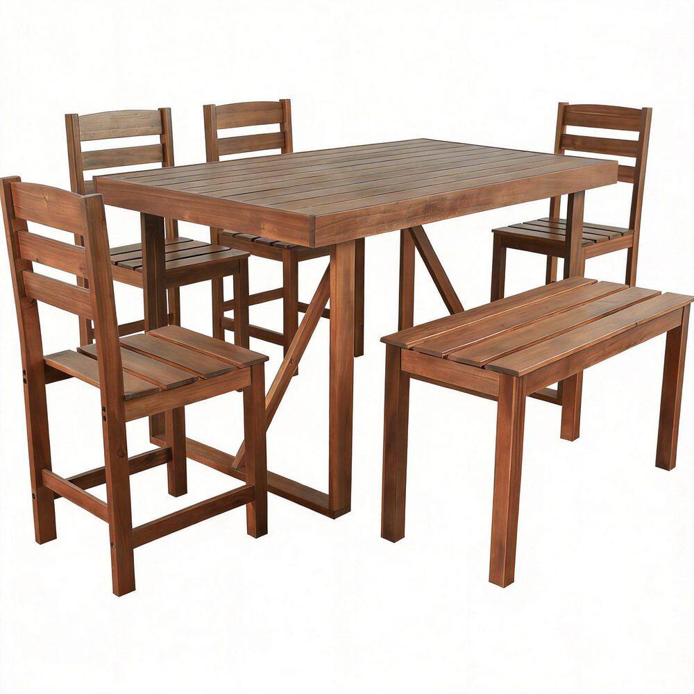 Brown Wood 6-Piece Rectangle Outdoor Dining Set price history on PriceWatchPro