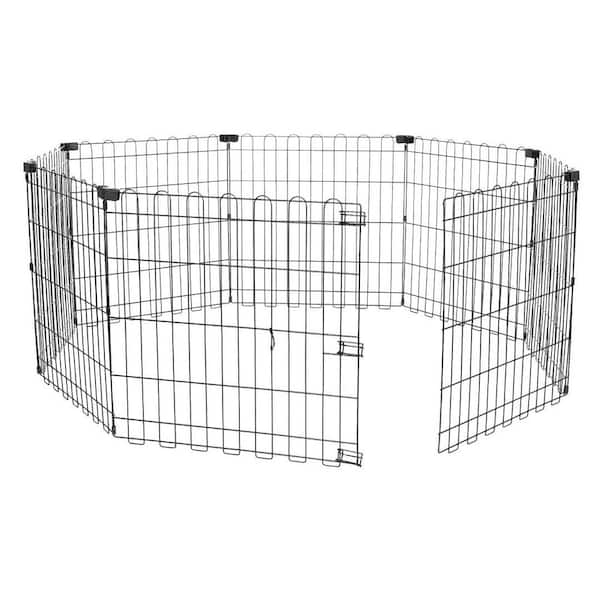 2 ft. x 5 ft. Octagonal Foldable Flat Top Metal Rectangle Fencing Playpen with Single Door for Dogs, Black