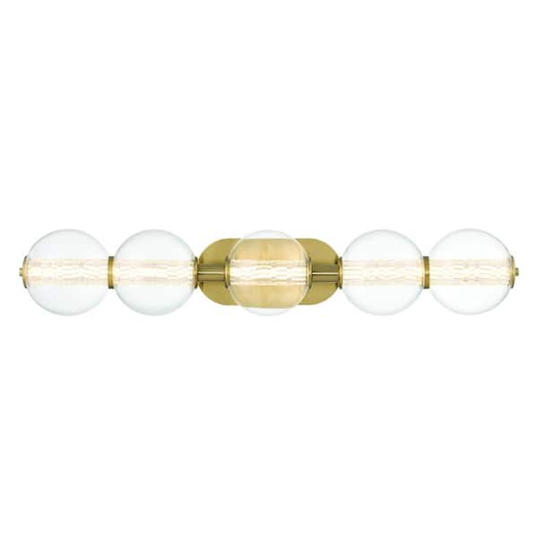 Eurofase Atomo 9 in. 1-Light Gold LED Vanity-Light Bar with Clear Glass Shade