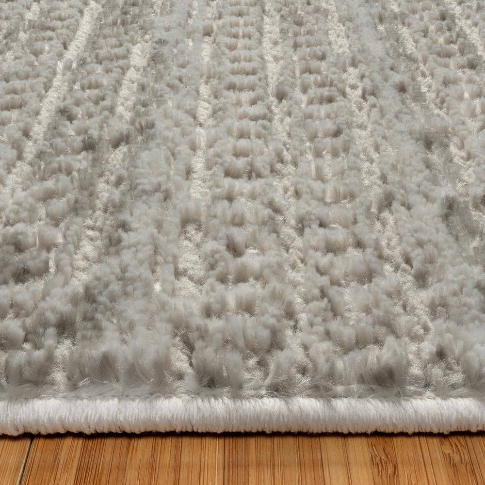Dario Cream and Gray Tufted Polyester Runner Rug