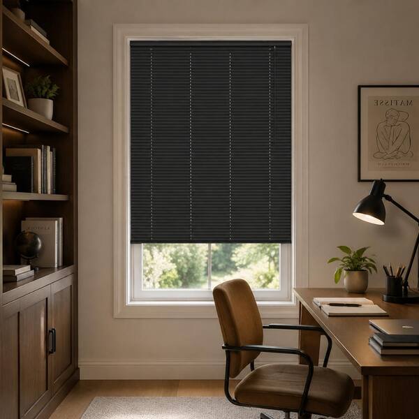 Black Cordless Room Darkening Vinyl Horizontal Blinds with 1 in