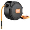 Freeman P1465CHR 1/4 x 65' Compact Retractable Air Hose Reel with Fittings  Spring Loaded Compressed Air Hose with Auto-Guide Rewind & 180° Swivel  Mount, Black, Orange 