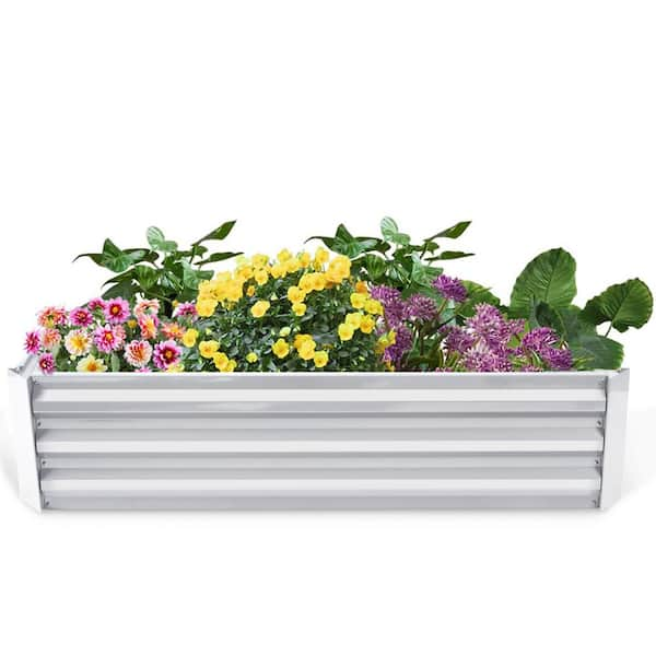 3 ft. x 4 ft. Silver Planting Bed Raised Garden Bed Metal Garden Bed for Vegetable Flower Bed Kit