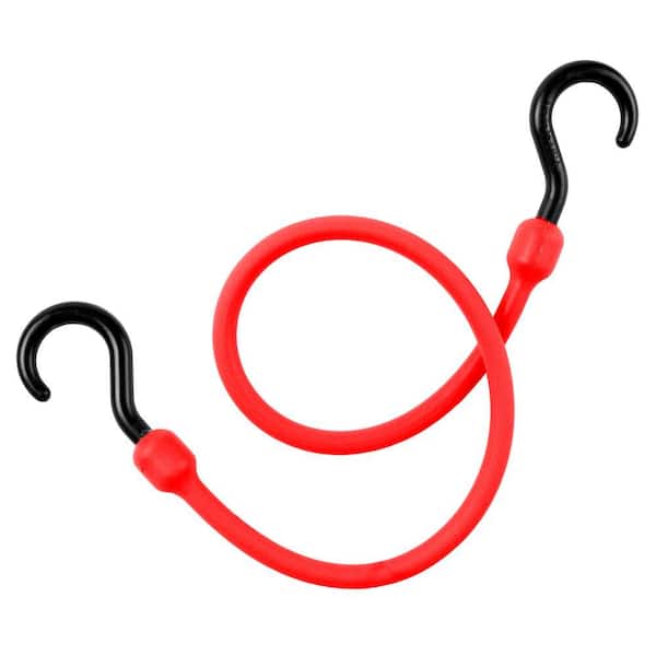 The Perfect Bungee 24 in. Polyurethane Bungee Cord with Molded Nylon Hooks in Red