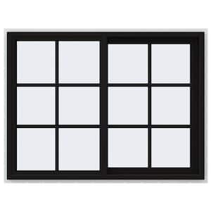 48 in. x 36 in. V-4500 Series Black FiniShield Vinyl Right-Handed Sliding Window with Colonial Grids/Grilles