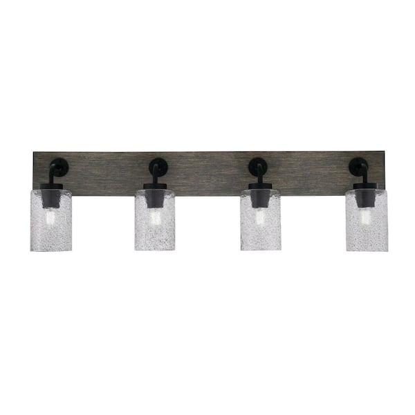 Unbranded Kirby 36 in. 4-Light Matte Black and Painted Distressed Wood-look Metal Vanity Light