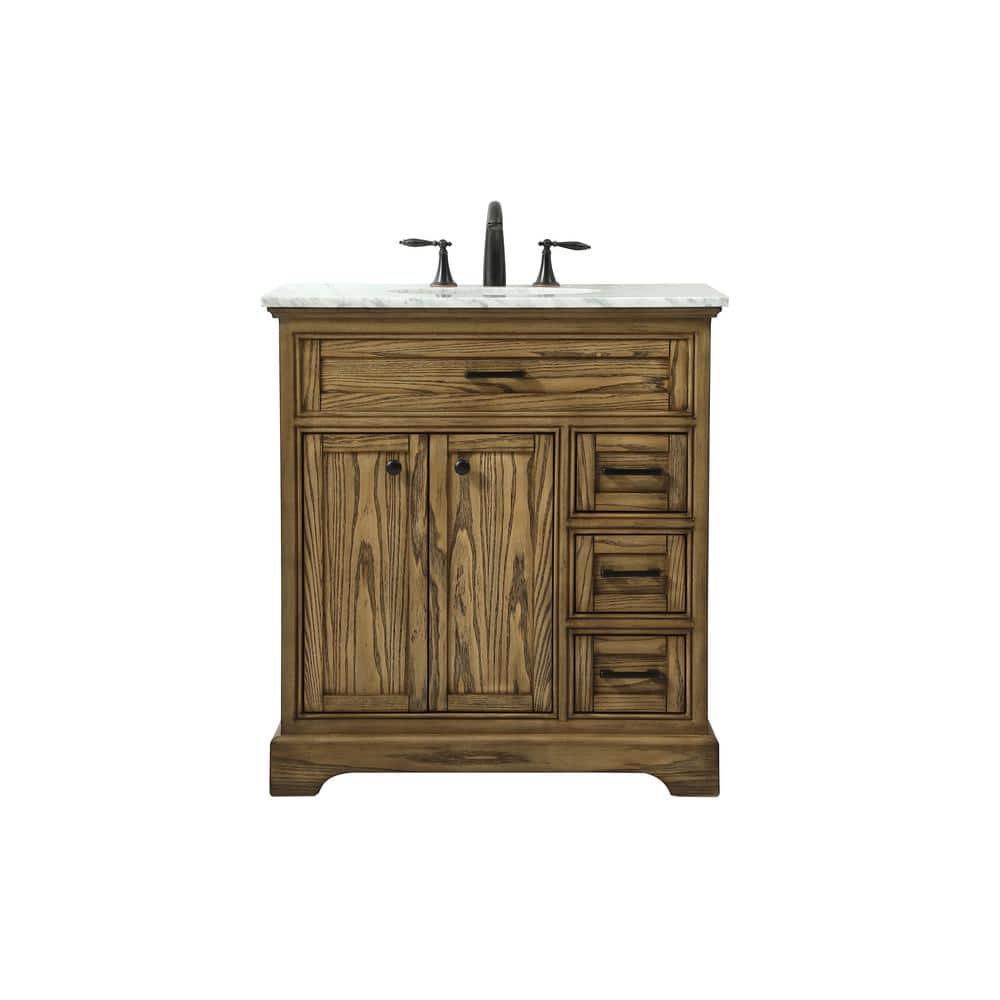 Simply Living 32 in. W x 21.5 in. D x 35 in. H Bath Vanity in Driftwood wit