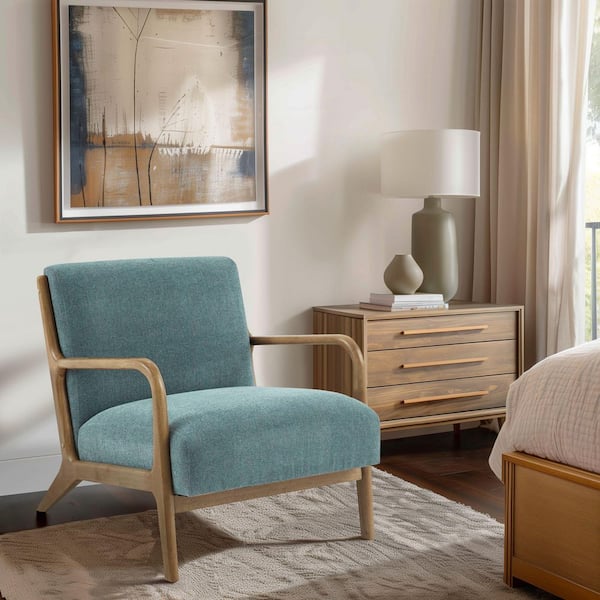 Novak Teal Mid-Century Modern Accent Armchair