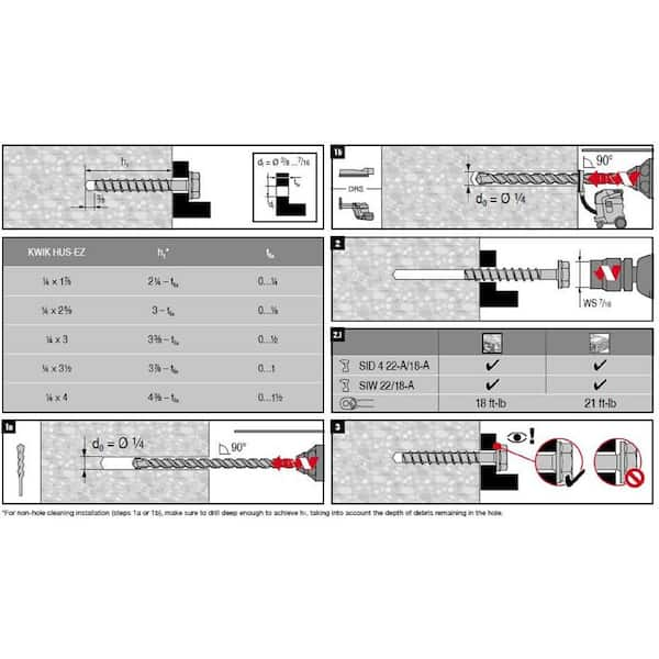 Hilti 3/8 in. x 3 in. Kwik Hus-EZ Concrete and Masonry Screw