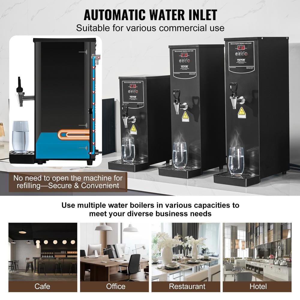 VEVOR Black Stainless Steel 10L Commercial Water Boiler
