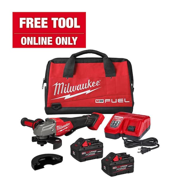 M18 FUEL 18-Volt Lithium-Ion Brushless Cordless 4-1/2 in./6 in. Braking Grinder w/Paddle Switch & Two XC 8.0 Ah Battery