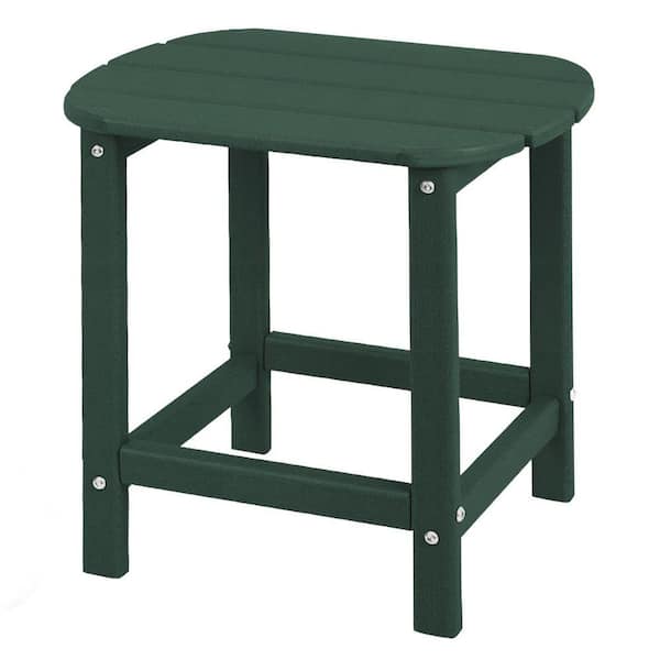 HDPE Adirondack Side Tables, Weather-Resistant and Easy Assembly Patio End Table for Garden, Balcony, Porch, Green