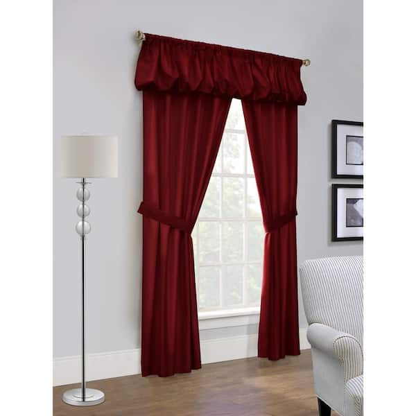THERMALOGIC Prescott Burgundy Polyester Solid 80 in. W x 84 in. L Rod Pocket Indoor Room Darkening Curtain (5-Piece Set)