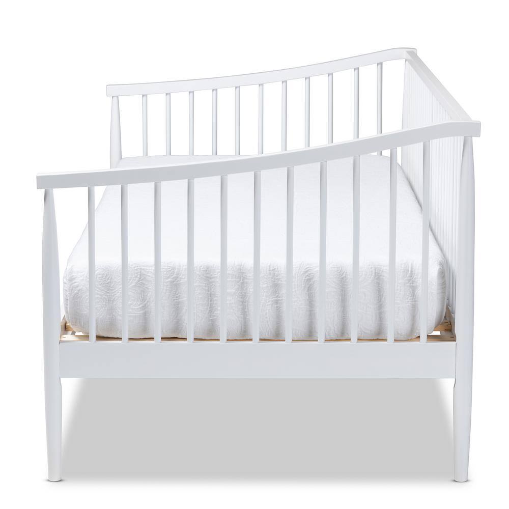 White Twin Wood Spindle Daybed with Upholstered Frame