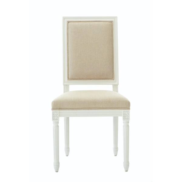 Unbranded Jacques Antique Ivory Natural Linen Square Back Dining Chair (Set of 2)