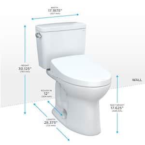 Drake 2-Piece 1.28 GPF Single Flush Elongated ADA Comfort Height Toilet in Cotton White, K300 Washlet Seat Included
