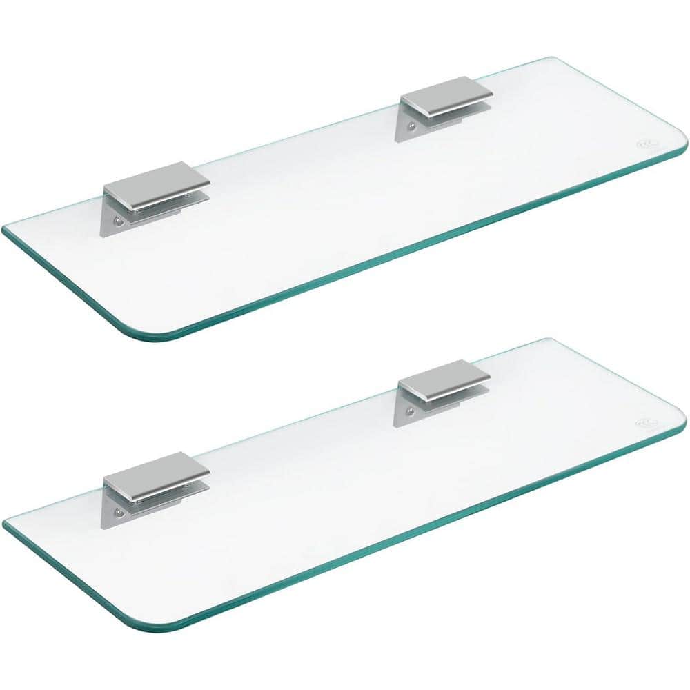 14.96 in. W x 5.1 in. D Clear Decorative Wall Shelf, Glass Shower Shelves f