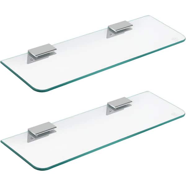 Cubilan 14.96 in. W x 5.1 in. D Clear Decorative Wall Shelf, Glass Shower Shelves for Bathroom