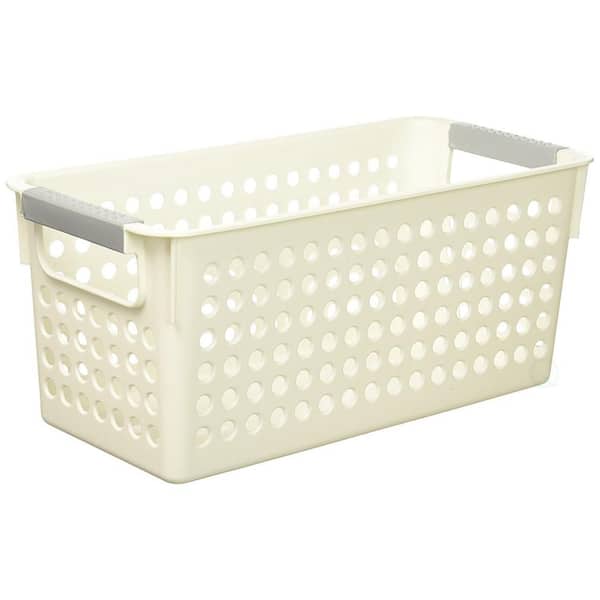 Set of 6 Plastic Storage Baskets - Small Pantry Organizer Basket Bins -  Household Organizers with Cutout Handles for Kitchen Organization