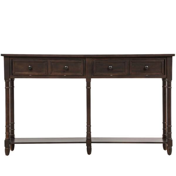 LCEPURE TRADE INC 58 in. Coffee Rectangle Wood End Table, Console Table ...