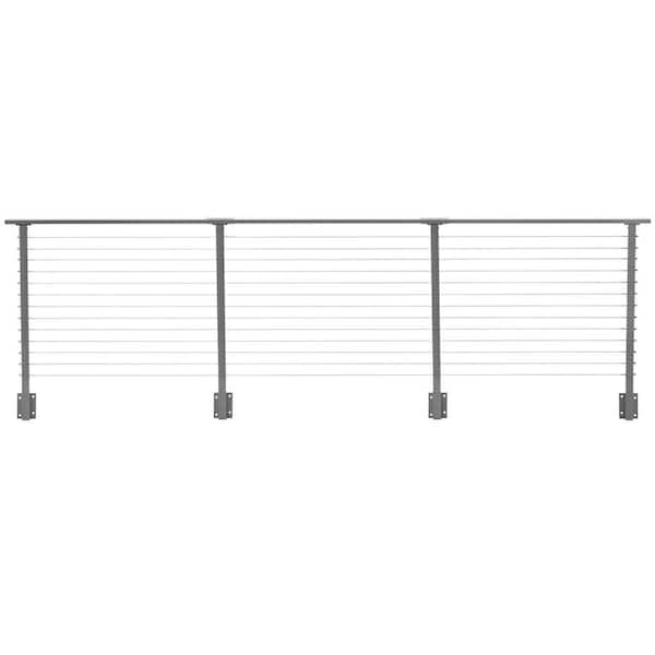 CityPost 16 ft. Deck Cable Railing, 42 in. Face Mount in Grey
