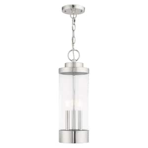 Cavanaugh 20.25 in. 3-Light Polished Chrome Dimmable Outdoor Pendant Light with Clear Glass and No Bulbs Included