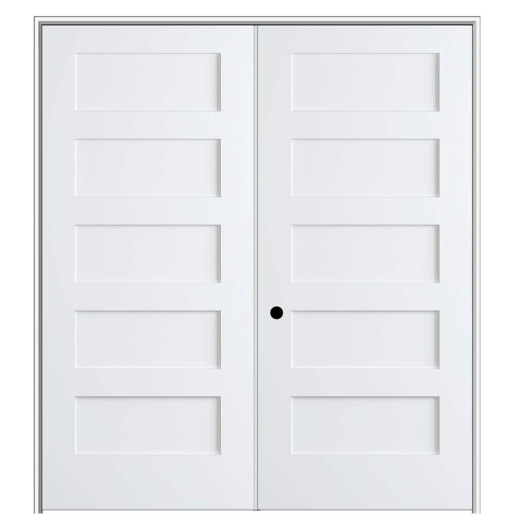 Shaker Flat Panel 48 in. x 80 in. Right Hand Active SolidCore Primed HDF Double Prehung French Door with 6-9/16 in. Jamb price history on PriceWatchPro