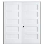 Shaker Flat Panel 48 in. x 80 in. Right Hand Active SolidCore Primed HDF Double Prehung French Door with 6-9/16 in. Jamb