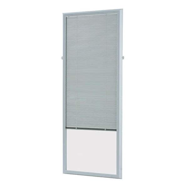 ODL White Cordless Add On Enclosed Aluminum Blinds with 1/2 in. Slats, for 25 in. Wide x 66 in. Length Door Windows