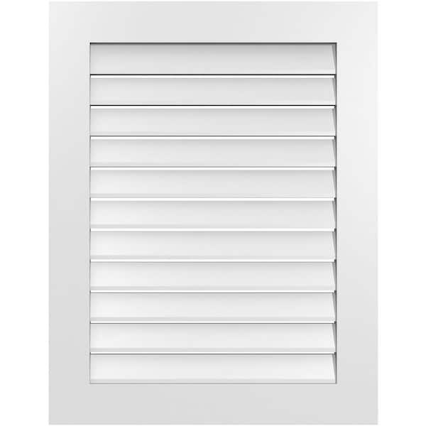 Ekena Millwork 28 in. x 36 in. Vertical Surface Mount PVC Gable Vent: Functional with Standard Frame