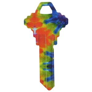 Schlage Brass House and Entry Key Blank Tie Dyed Design