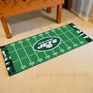 New York Jets Football Patterned XFIT Design 2.5 ft. x 6 ft. Field Runner Area Rug