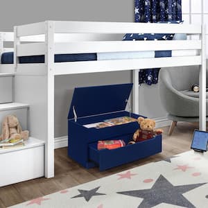 SignatureHome Chelsea Blue Finish Storage Bench Toy Chest With 1 Drawer 16" in. W. Dimensions - ( 31"L x 16"W x 16"H )