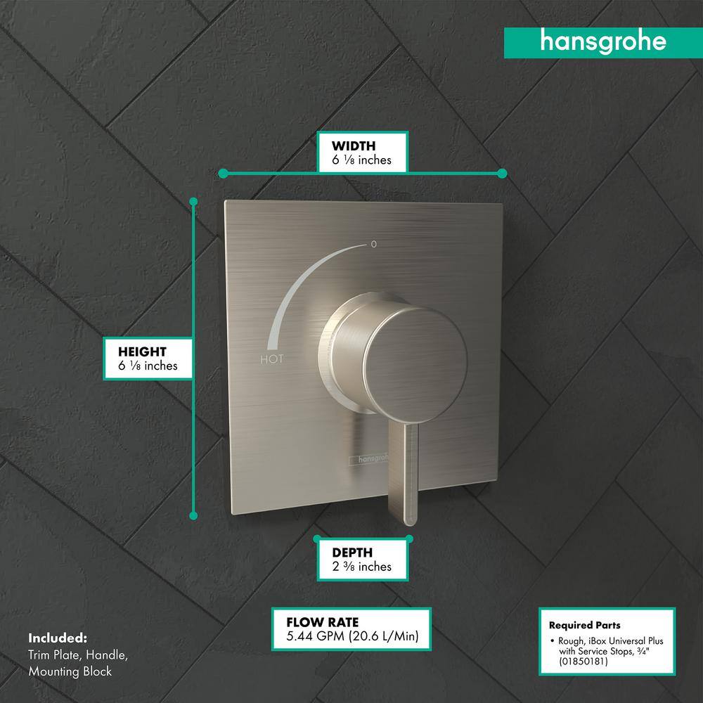 Ecostat Square Black Wall-Mounted Shower Valve with Lever