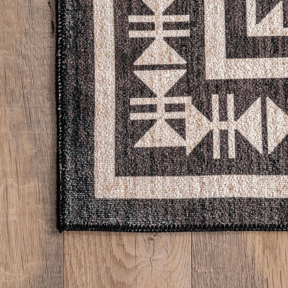 Beige Southwestern Medallion Washable Runner Rug