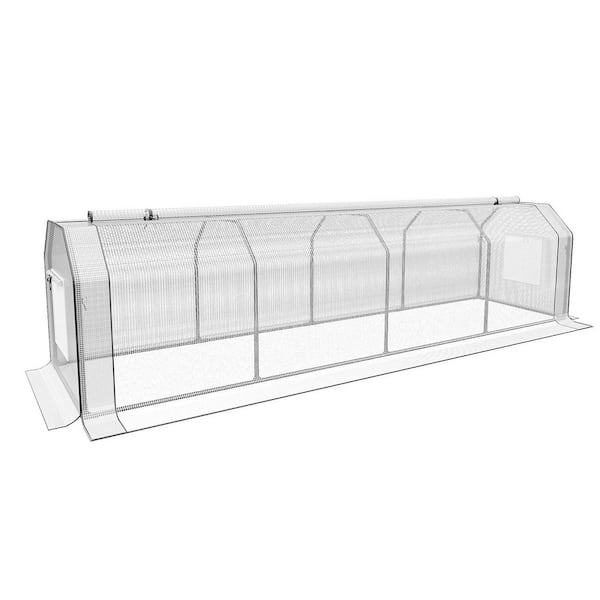 36in. H x 36in. D x 108in. W Mini Barn-Style Portable Greenhouse w/ Roll-Up Zipper Doors, Double-Layer PE and Mesh Cover