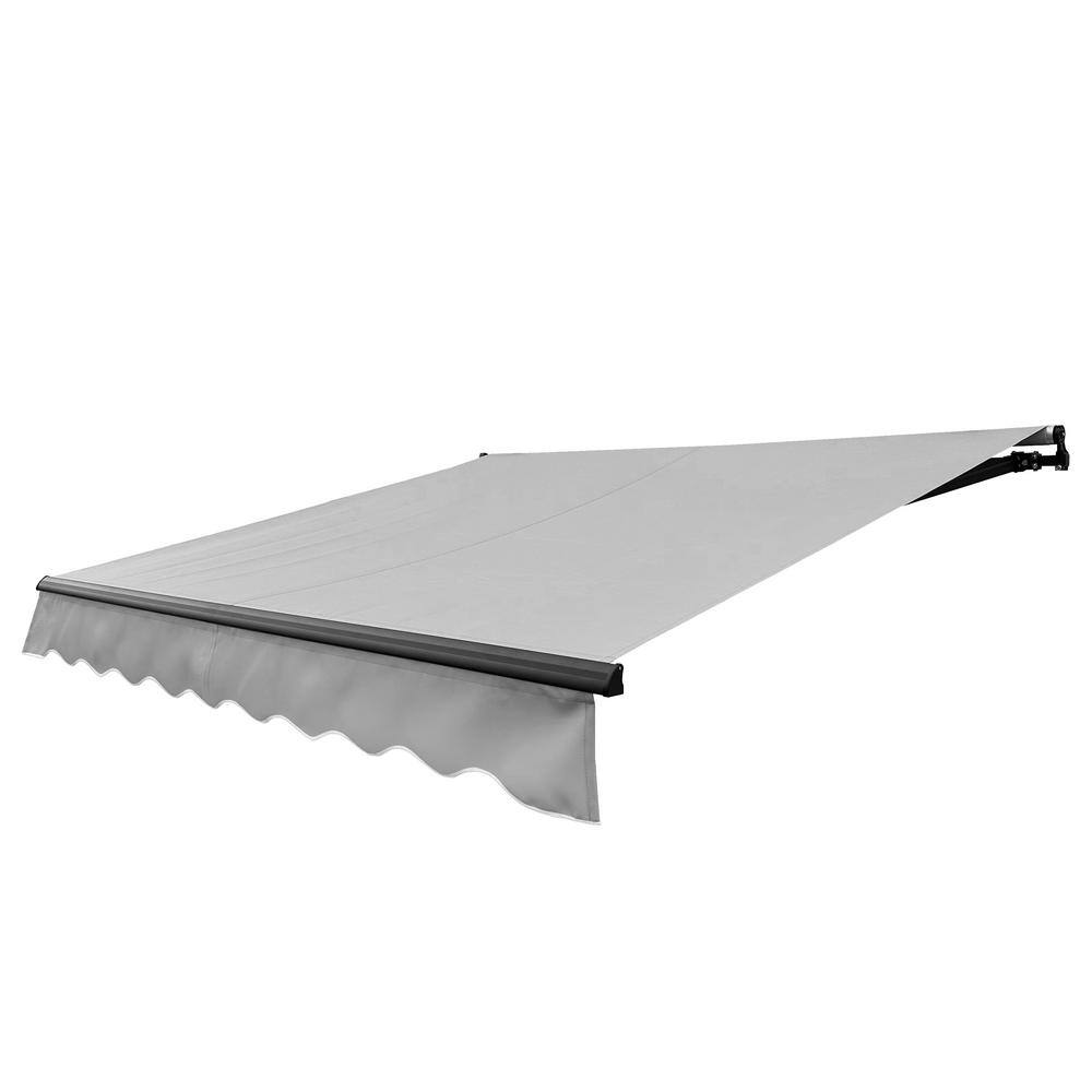 Silver Gray 10 x 8 ft Retractable Patio Awning with Black Frame