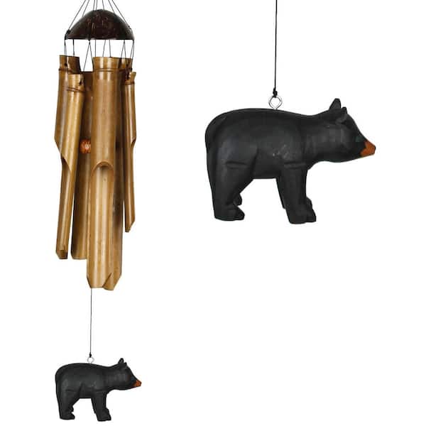 WOODSTOCK CHIMES Asli Arts Collection, Half Coconut Bamboo Chime, Medium 23 in. Bear Wind Chime CBEA