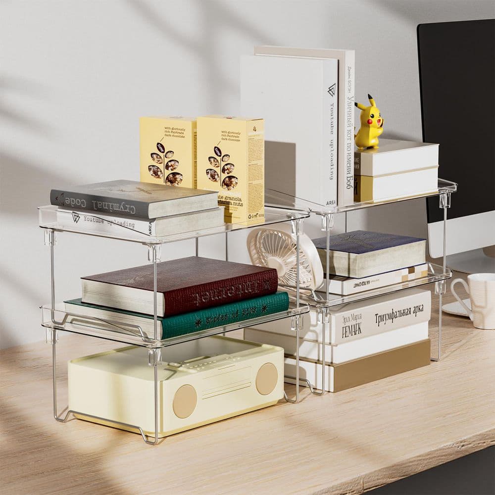 4-Piece Clear Acrylic Stackable Cabinet Organizer Shelf, Countertop Storage Riser for Kitchen Bathroom and Pantry price history on PriceWatchPro