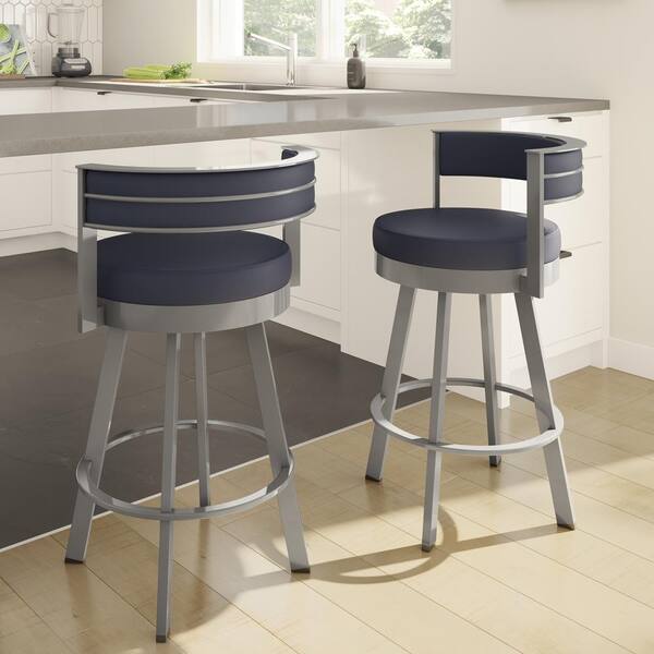 Amisco Browser 30 In Navy Blue Faux, Navy Blue Faux Leather Bar Stools
