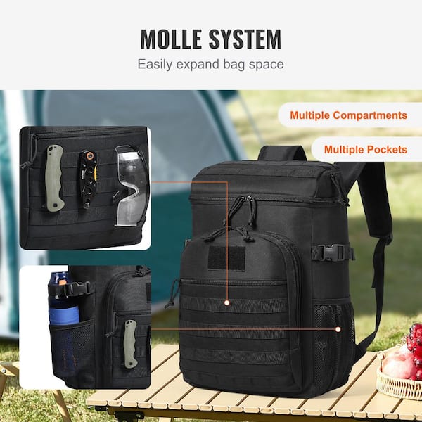VEVOR Cooler Bag 16.54 in. Black Backpack, 25L Insulated