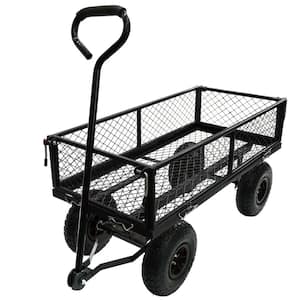 Anky 300 lbs. Capacity Removable Sides Matel Steel Mesh Heavy-Duty Utility Wagon Outdoor Garden Cart