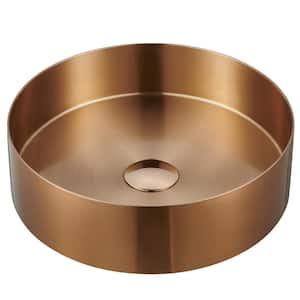 CCV200 14-1/4 in . Stainless Steel Vessel Bathroom Sink in Brown Brushed Copper